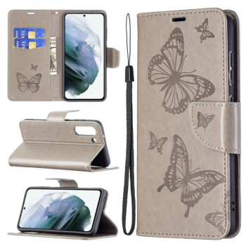 Чохол-книжка Butterflies Pattern Samsung Galaxy S21 FE - сірий