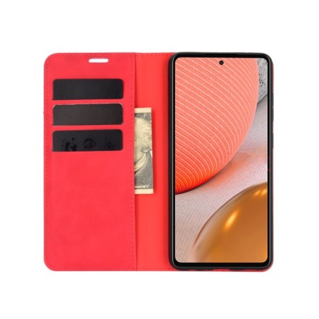 Чехол-книжка Retro-skin Business Magnetic на Samsung Galaxy A72 - красный