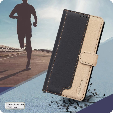 Чехол-книжка Color Matching RFID Anti-theft Leather для iPhone 16e - черный