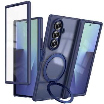 Чехол Escase с магнитным кольцом-держателем и встроенной плёнкой на Samsung Galaxy Fold8 Ultra 5G — синий