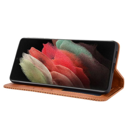 Чохол-книга Magnetic Buckle Retro Crazy Horse Texture Samsung Galaxy S21 Ultra - коричневий