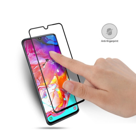 Защитное стекло mocolo 0.33mm 9H 3D Full Glue Silk Print на Samsung Galaxy A70, Support Fingerprint Unlock-черное