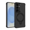 Противоударный чехол Carbon Fiber Texture 360 MagSafe Holder для Samsung Galaxy S26 5G — чёрный