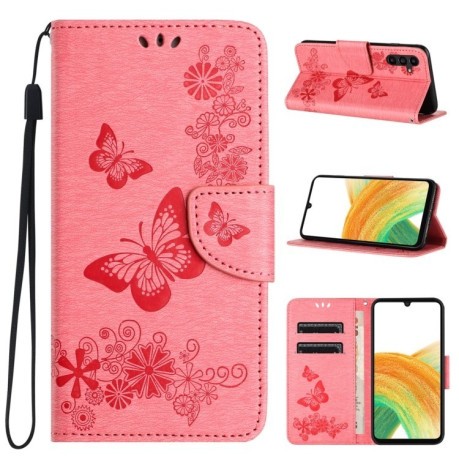 Чехол-книжка Embossed Butterfly для Samsung Galaxy A24 / A25 5G - розовый