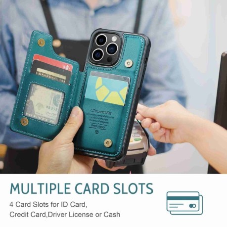 Чохол CaseMe C22 Card Slots Holder RFID Anti-theft для iPhone 15 Pro Max - синій