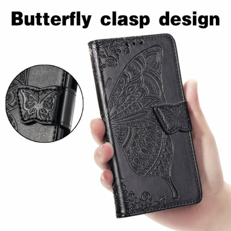 Чехол-книжка Butterfly Love Flower Embossed для Realme C53/C51 - черный