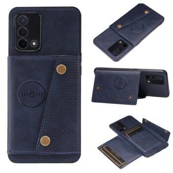 Противоударный чехол Double Buckle для OPPO A74 4G - синий