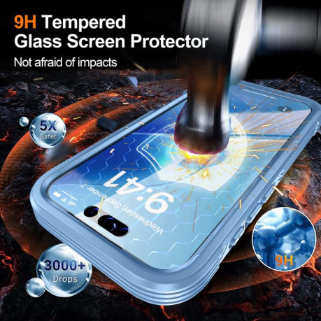 Двосторонний противоударный чехол Life Waterproof MagSafe Magnetic Rugged для iPhone 17 - голубой
