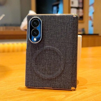 Магнитный чехол Escase с тканевой текстурой на Samsung Galaxy Fold8 5G — чёрный