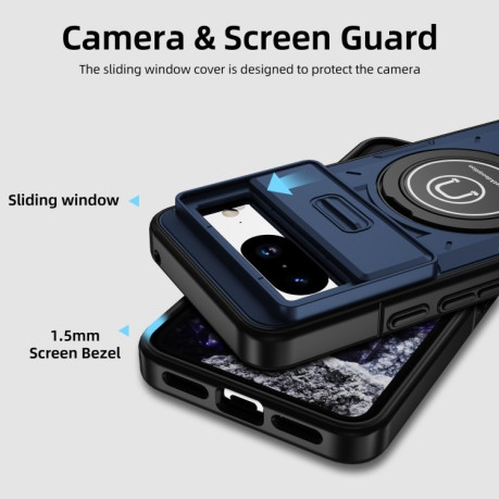 Протиударний чохол Sliding Camshield Magsafe Holder для Google Pixel 8a - синій