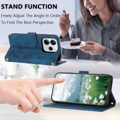 Чехол-книжка Tulips Embossed Leather для Xiaomi Redmi Note 14 4G 164.84mm - синий