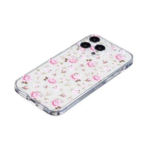Чехол Colored Drawing Pattern Transparent  Series на iPhone 16 Pro Max - Pink Floral