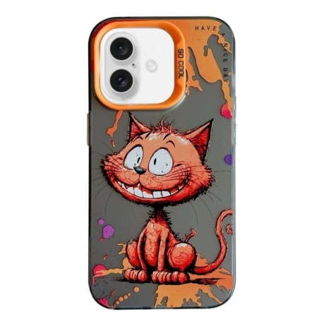 Чехол Animal Pattern Oil Painting Series для iPhone 16 Plus - Cat