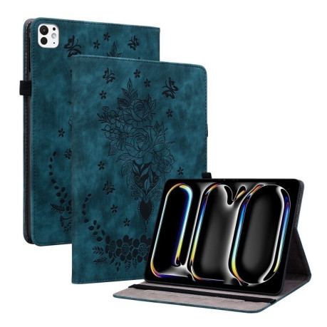 Чохол-книга Butterfly Rose Embossed Leather на iPad Pro 11 2024 - синій