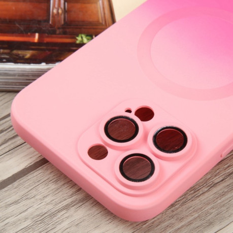 Противоударный чехол Liquid Silicone Full (Magsafe) для iPhone 15 Pro - розово-красный