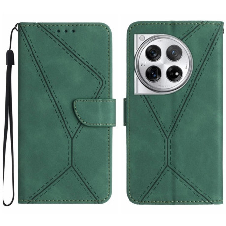 Чохол-книжка Stitching Embossed Leather для OnePlus 12R 5G Global - зелений