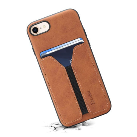 Противоударный чехол Denior D07 DV Elastic Card Slot для iPhone 16e - коричневый