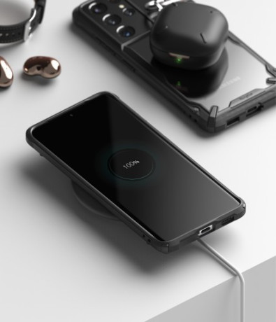 Оригинальный чехол Ringke Fusion X Design durable на Samsung Galaxy S21 Ultra - black