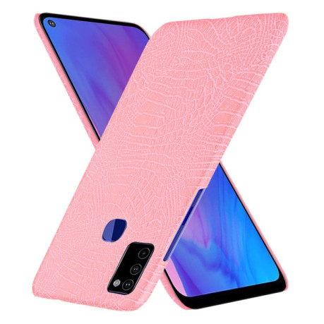 Ударопрочный чехол Crocodile Texture на Samsung Galaxy M51 - розовый