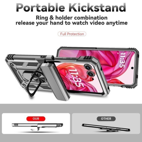 Протиударний чохол Sliding Camshield для Motorola razr 50 - сріблястий.