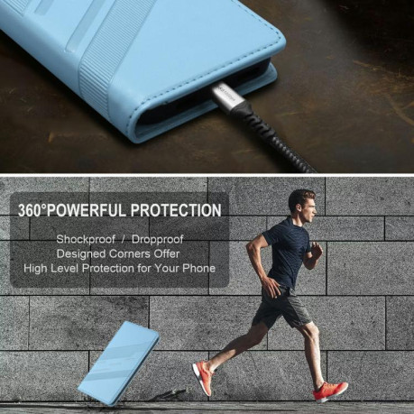 Чехол-книжка Embossed Multi-functional Wallet Retro Leather на Realme GT7 Pro - голубой