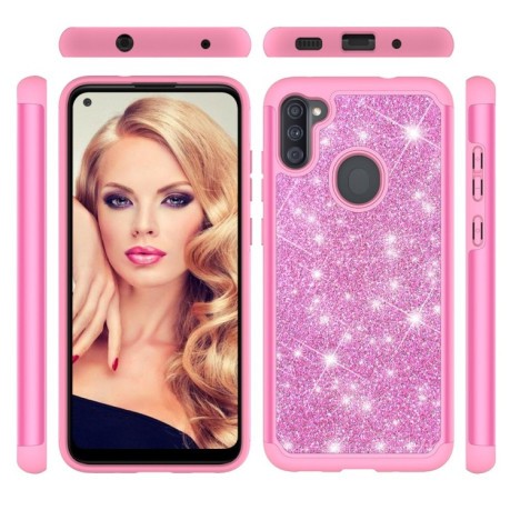 Протиударний чохол Glitter Powder Contrast Skin Samsung Galaxy A11/M11 - рожевий