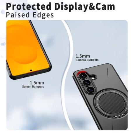 Чехол Metal Rotation Holder MagSafe TPU Hybrid PC с металлическим поворотным держателем и MagSafe для Samsung Galaxy S26+ 5G — чёрный