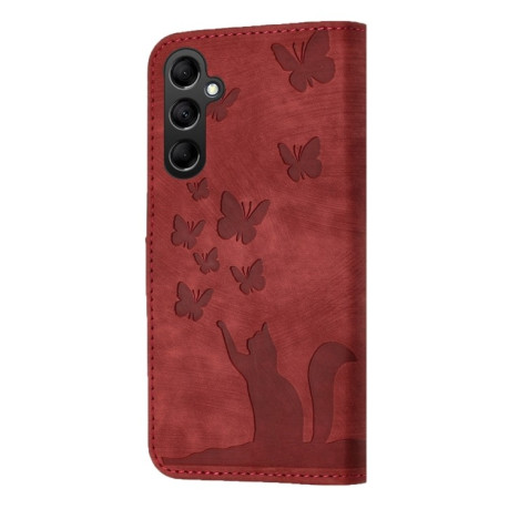 Чохол-книжка Cat Embossing Pattern для Samsung Galaxy A55 - червоний