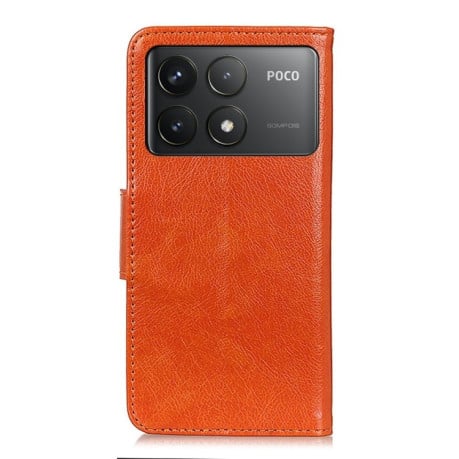Чехол-книжка Mirren Crazy Horse для Xiaomi Poco F6 Pro - оранжевый
