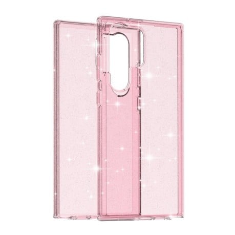 Противоударный чехол Terminator Style Glitter для Samsung Galaxy S23 Ultra 5G - розовый