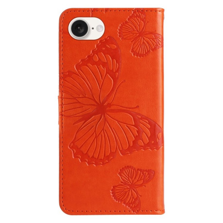 Чехол-книжка Embossed Butterfly для iPhone 16e - оранжевый