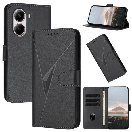 Чехол-книжка Triangle Pattern Buckle Clasp Leather на Xiaomi Poco X7 Pro - черный