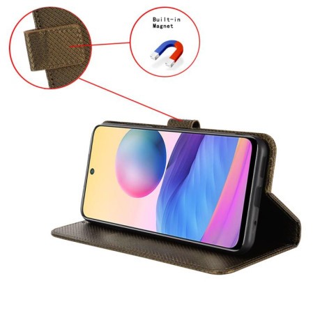 Чехол-книжка Diamond Texture для Motorola Moto G15 4G / G15 Power 4G - коричневый