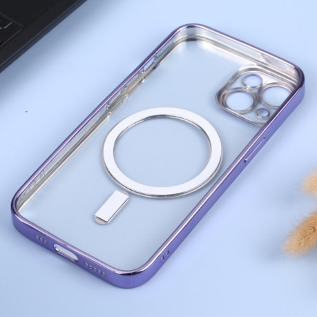 Протиударний чохол MagSafe Electroplating Straight для iPhone 14 - фіолетовий