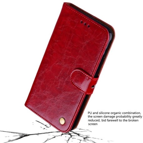 Шкіряний чохол-книжка Business Style Oil Wax Texture на iPhone XS Max-червоний