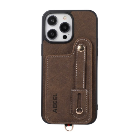 Противоударный чехол ABEEL Litchi Texture Card Bag для iPhone 15 Pro Max - хаки