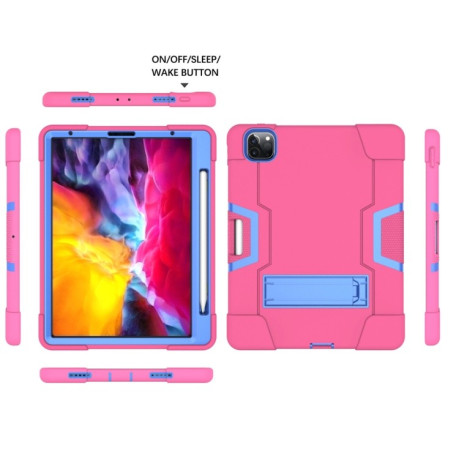 Протиударний чохол з підставкою Color Robot на iPad Pro 11 (2020)/Pro 11 2018 - рожево-червоний з блакитним