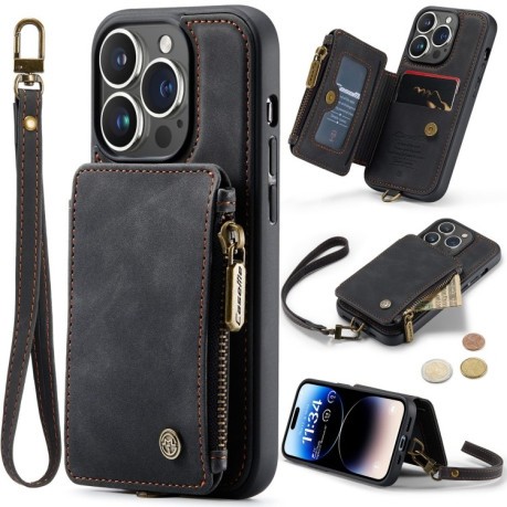 Чехол CaseMe C20 Multifunctional RFID Leather для iPhone 15 Pro Max - черный