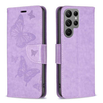 Чехол-книжка Butterflies Pattern для Samsung Galaxy S24 Ultra 5G - фиолетовый