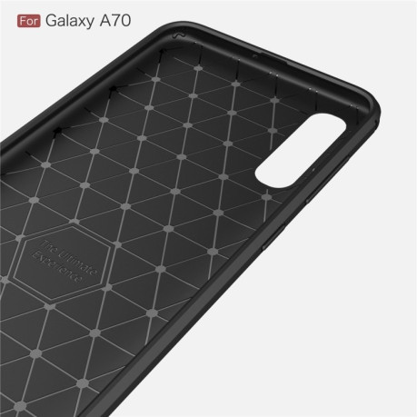 Чохол Brushed Texture Carbon Fiber на Samsung Galaxy A70 - чорний
