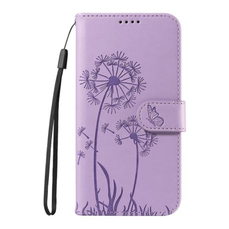 Чохол-книжка з тисненням Dandelion та магнітним хлястиком на Samsung Galaxy S25 FE 5G - фіолетовий