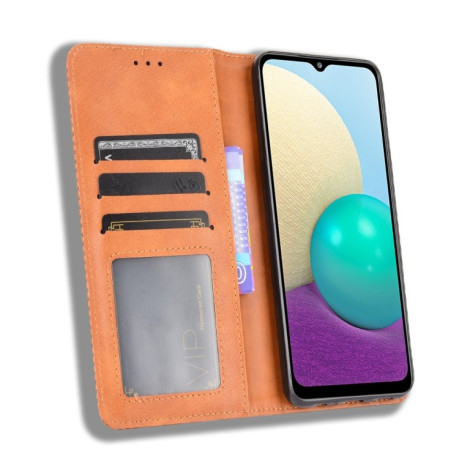 Чехол-книжка Magnetic Buckle Retro на Samsung Galaxy A02 / M02 - коричневый