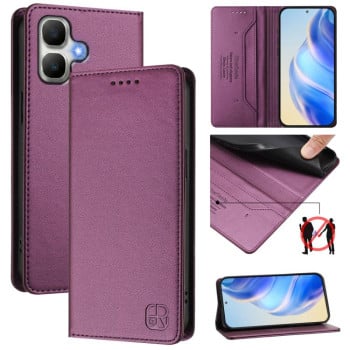 Чохол-книжка RC01 Dual-Folded Magnetic Suction RFID Leather на Infinix Smart 20 4G — фіолетовий