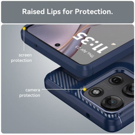 Протиударний чохол Brushed Texture Carbon Fiber на Motorola Moto G75 5G - синій