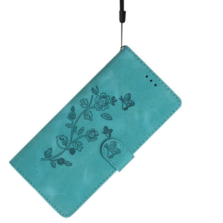 Чехол-книжка Flower Butterfly Embossing для Motorola Edge 50 5G - голубой