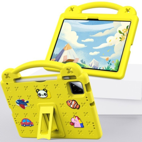Противоударный чехол EVA Handle Kickstand Children для Xiaomi Pad 7 / 7 Pro 2024 - желтый