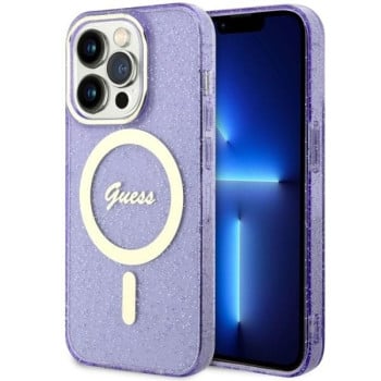 Оригінальний чохол Guess Glitter Gold MagSafe для iPhone 14 Pro Max - purple