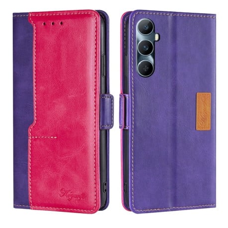 Чохол-книжка Contrast Color для Realme C65 4G - Purple + Rose Red