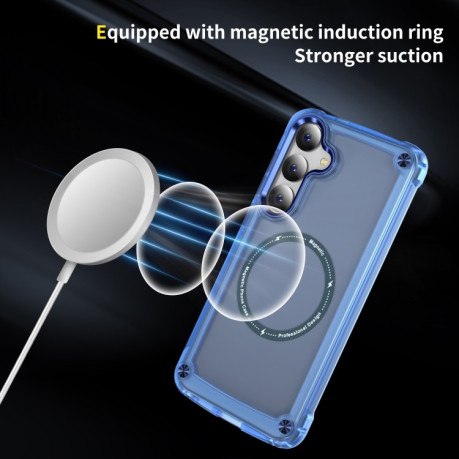 Протиударний чохол Skin Feel TPU + PC MagSafe Magnetic для Samsung Galaxy S25 5G - синій