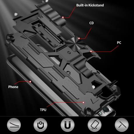 Протиударний чохол Magnetic with Holder на Xiaomi Redmi Note 10/10s/Poco M5s - сріблястий